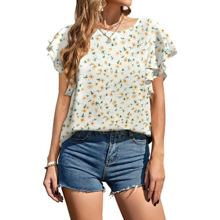 Summer Women Ruffle Sleeve T-Shirts Casual Loose Fit Crewneck Tops Short Sleeve Leopard Print Tunic Blouses
Summer Women Ruffle Sleeve T-Shirts Casual Loose Fit Crewneck Tops Short Sleeve Leopard Print Tunic Blouses