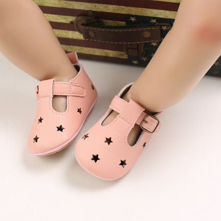 Leutsin Toddler Kids Baby Boys Girls Star Pattern Rubber Non-Slip First Walking Shoes