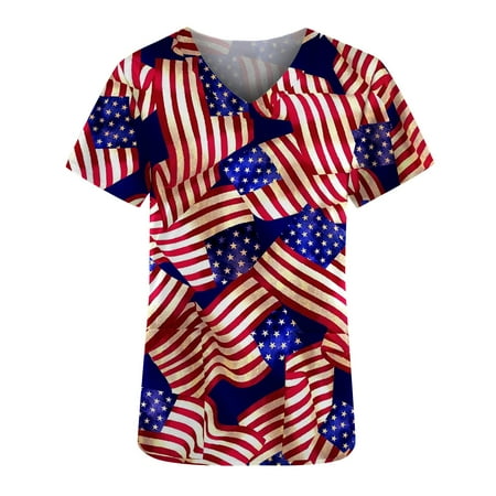 Independence Day Nurse Scrubs for Women US Flag Print Scrub Top Medical Scrub Shirts Nursing Tops T Shirts with Pockets
Independence Day Nurse Scrubs for Women US Flag Print Scrub Top Medical Scrub Shirts Nursing Tops T Shirts with Pockets