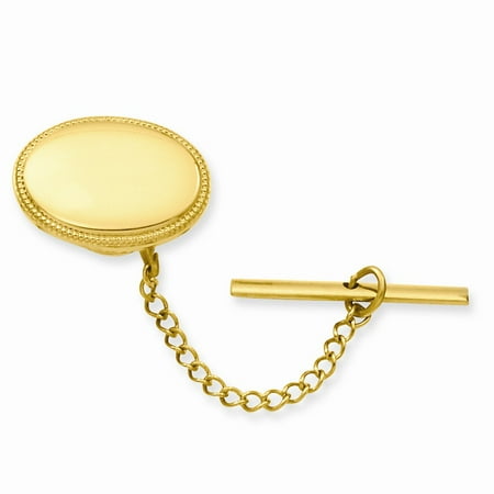 Gold-plated Engravable Oval Beaded Tie Tack. Lovely Leatherrete Gift Box Included