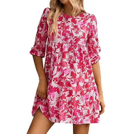Geyes Summer Women Fashion Short Dress Classic Crew Neck Tie Dye Printed Mid Sleeve Dress Casual Loose Beach Pajama Dress
Geyes Summer Women Fashion Short Dress Classic Crew Neck Tie Dye Printed Mid Sleeve Dress Casual Loose Beach Pajama Dress