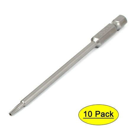 100mm Length 1/4 Hex Shank T8 Magnetic Torx Security Screwdriver Bits 10pcs