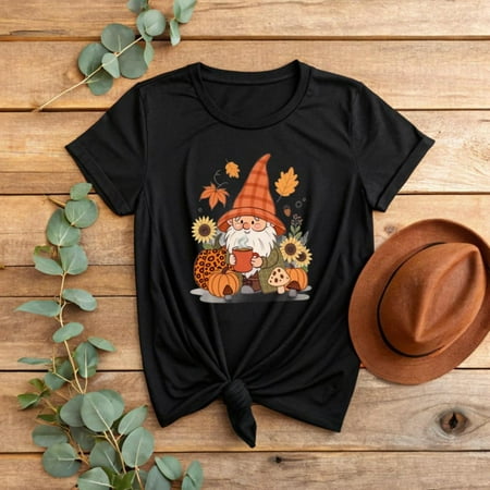 Thanksgiving Coffee Lover Pumpkin Sunflower Fall Design T Shirt Autumn Harvest Graphic Tees Tops Cotton Black S-5XL