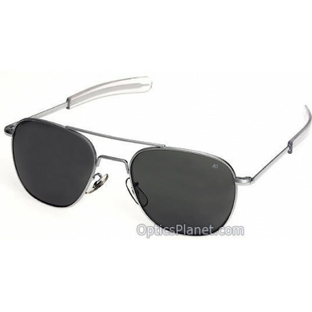 AO Original Pilot Sunglasses with 52mm Bayonet Temples and True Color Gray Glass Lenses