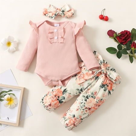 0-18 Months Newborn Baby Girls Clothes Ribbed Ruffled Romper+Floral Pants+Headband Infant Outfit Set Pink 12-18 Months
0-18 Months Newborn Baby Girls Clothes Ribbed Ruffled Romper+Floral Pants+Headband Infant Outfit Set Pink 12-18 Months