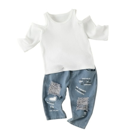 aturustex Toddler Girl Short Sleeve Tops + Denim Trousers Letter Heart Printed Brushed Trim Summer Clothing
aturustex Toddler Girl Short Sleeve Tops + Denim Trousers Letter Heart Printed Brushed Trim Summer Clothing