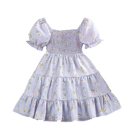Girls Fashion Dresses Girl Floral Casual Dress Flutter Sleeve Princess Dress Flower Print Purple Sundress Kids Summer Outfit Clothes For 6-7 Years
Girls Fashion Dresses Girl Floral Casual Dress Flutter Sleeve Princess Dress Flower Print Purple Sundress Kids Summer Outfit Clothes For 6-7 Years