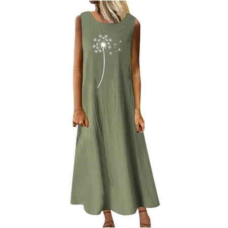 YanHoo Women s Tank Dresses Summer Linen Sleeveless Round Neck Maxi Dress Solid Casual Basic Sundress with Pockets
YanHoo Women s Tank Dresses Summer Linen Sleeveless Round Neck Maxi Dress Solid Casual Basic Sundress with Pockets