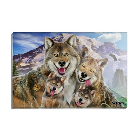 Wolf Pack Selfie Family Wolves Rectangle Acrylic Fridge Refrigerator Magnet