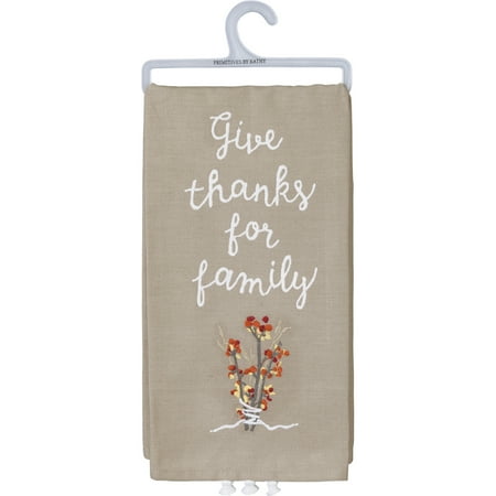 Primitives by Kathy Linen-Cotton Blend Embroidered Dish Towel - Give Thanks For Family 20 x26
Primitives by Kathy Linen-Cotton Blend Embroidered Dish Towel - Give Thanks For Family 20 x26
