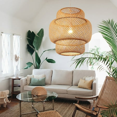 MIDUO Handmade Bamboo Wicker Lantern Chandelier Lamp Rattan Pendant Light w/Inner Cover 18.90 inch
MIDUO Handmade Bamboo Wicker Lantern Chandelier Lamp Rattan Pendant Light w/Inner Cover 18.90 inch