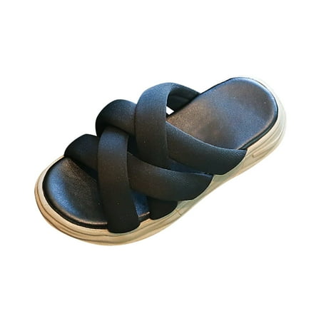 Girls Outside Wear Slippers Cute Princess Sandals Soft Bottom Comfortable Suitable With Daily Casual Clothes Little Kids Summer Shoes Black 5.5 Years-6 Years