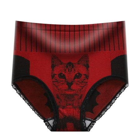 Female Seamless Briefs Cat Red M Hipsters 3 Pack