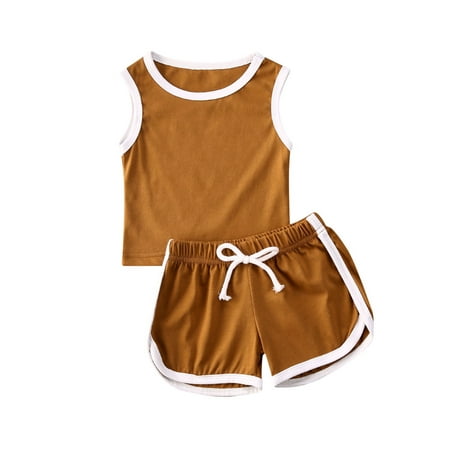 Canrulo Toddler Baby Girls Boys Summer Solid Color Sleeveless Vest Elastic Waist Drawstring Shorts Sports Suit Brown 4-5 Years
Canrulo Toddler Baby Girls Boys Summer Solid Color Sleeveless Vest Elastic Waist Drawstring Shorts Sports Suit Brown 4-5 Years