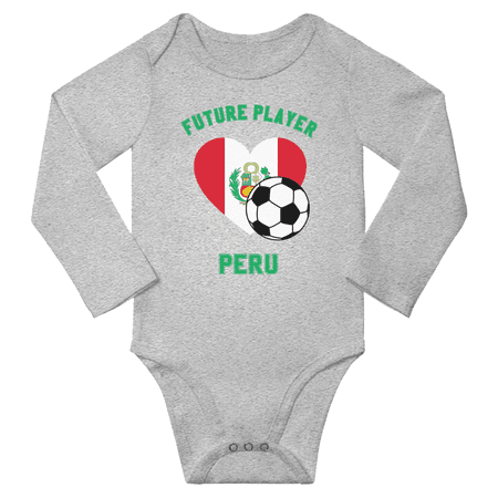 Future Peru Soccer Player Baby Long Slevve One-pieces (Gray 12-18 Months)