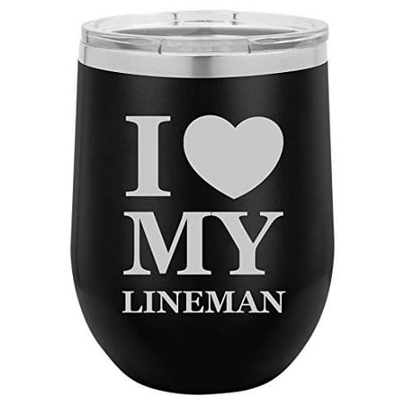 12 oz Double Wall Vacuum Insulated Stainless Steel Stemless Wine Tumbler Glass Coffee Travel Mug With Lid I Love Heart My Lineman (Black)
12 oz Double Wall Vacuum Insulated Stainless Steel Stemless Wine Tumbler Glass Coffee Travel Mug With Lid I Love Heart My Lineman (Black)