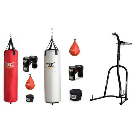 Everlast Dual Station Heavy Bag Stand with Your Choice of 70-lb Heavy Bag Kit Value Bundle ...