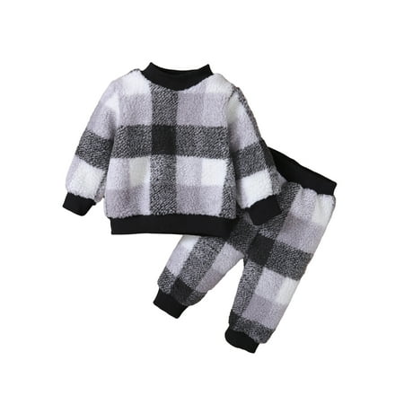 wybzd Kids Baby Boy Winter Warm Clothing Set Plaid Pattern Round Neck Long Sleeve Sweatshirt+Pants Toddler Fur Outfits 2pcs Light Gray 4-5 Years
wybzd Kids Baby Boy Winter Warm Clothing Set Plaid Pattern Round Neck Long Sleeve Sweatshirt+Pants Toddler Fur Outfits 2pcs Light Gray 4-5 Years