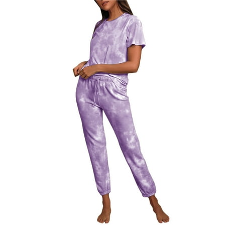 Ladies Summer Fashion Tie-Dye Printing 2-Piece T-Shirt + Trousers Pajamas Casual Suit
Ladies Summer Fashion Tie-Dye Printing 2-Piece T-Shirt + Trousers Pajamas Casual Suit