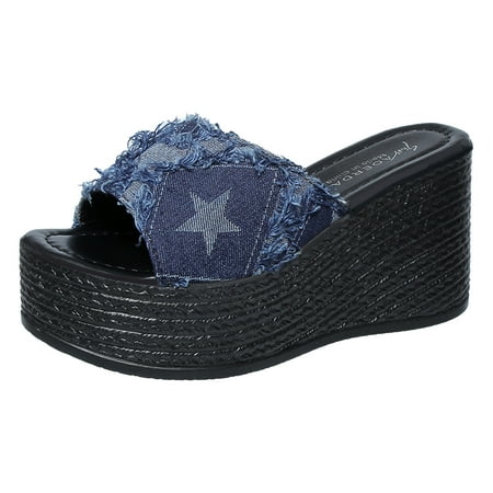 Ladies Casual Retro Old Star Fabric Thick Bottom Beach Large Size Slope Heel Sandals Slippers
Ladies Casual Retro Old Star Fabric Thick Bottom Beach Large Size Slope Heel Sandals Slippers