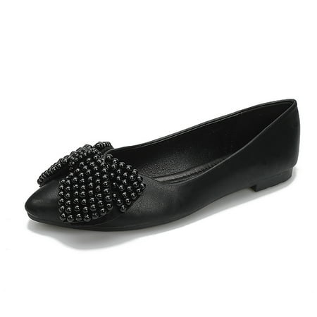 Women‘s Shallow Mouth Pointed Toe Flat Shoes Faux Pearls Bow Decor Commuter Shoes
Women‘s Shallow Mouth Pointed Toe Flat Shoes Faux Pearls Bow Decor Commuter Shoes