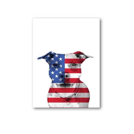 Awkward Sytles USA Pitbull Canvas USA Flag Wall Decor American Flag Pitbull Wall Art Cute Modern Wall Decor Home with Dog Lovers Gift 4th of July Retro Gifts