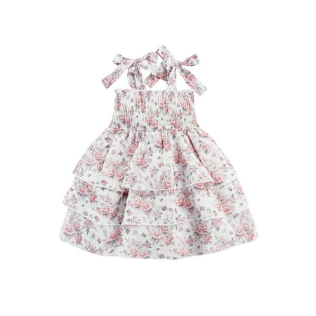 Sunisery Little Baby Girls Summer Dress Sleeveless Tie-Up Strap Rose Printed Multi-Layer Ruffle Ruched Sling Dress White Pink 12-18 Months
Sunisery Little Baby Girls Summer Dress Sleeveless Tie-Up Strap Rose Printed Multi-Layer Ruffle Ruched Sling Dress White Pink 12-18 Months
