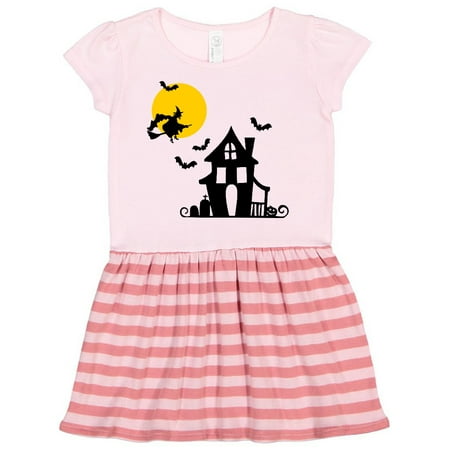 Inktastic Halloween Haunted House Witch and Bats Gift Toddler Girl Dress
