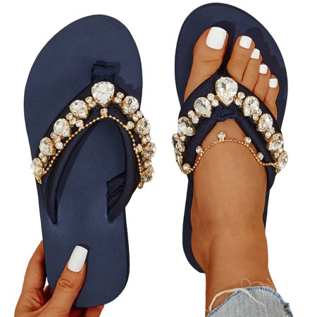 ZIZOCWA Fashion Slippers for Women Shoes Retro Womans Flip Flops Casual Rhinestone Flat Sandals Beach Open Toe Shoes Zapatos De Mujer Blue Size9
ZIZOCWA Fashion Slippers for Women Shoes Retro Womans Flip Flops Casual Rhinestone Flat Sandals Beach Open Toe Shoes Zapatos De Mujer Blue Size9