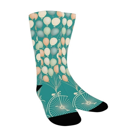 Vintage Retro Invitation with Baloons and Crius Clown Bike with Jade Green Background Image Multicol Custom Socks for Women
Vintage Retro Invitation with Baloons and Crius Clown Bike with Jade Green Background Image Multicol Custom Socks for Women