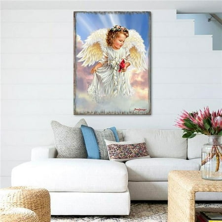 Designocracy 95676B-DG-12 12 x 9 x 0.75 in. Angel with Cardinal Wooden Wall Art