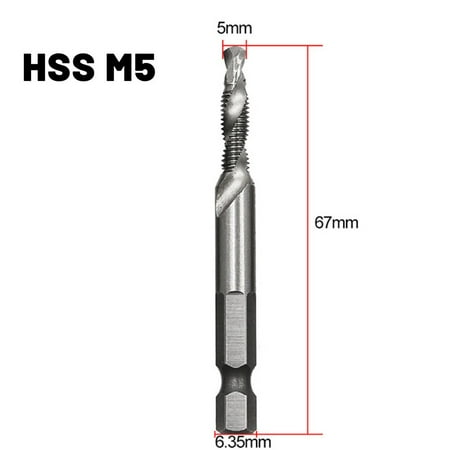M3M4M5M6M8M10 Composite Tap Drill Bit Thread Spiral Screw Tap 1/4 Hex Hss