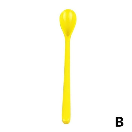 1Pcs Plastic Long Handle Dessert Spoons Soup Coffee Stirring Spoon Dinner J1E7