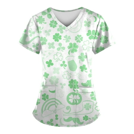 Apepal Women Fashion St. Parklett s Day Print V-neck Short Sleeve with Pockets Scrub Tops
Apepal Women Fashion St. Parklett s Day Print V-neck Short Sleeve with Pockets Scrub Tops