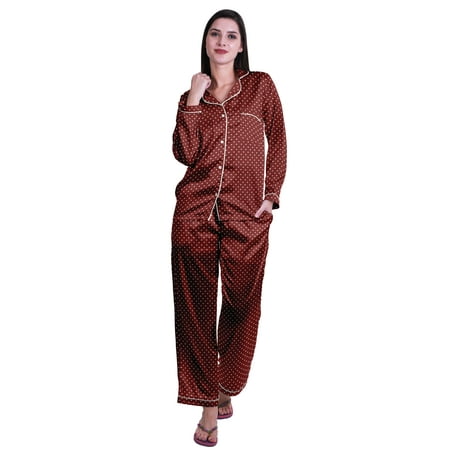 Moomaya Pj Lounge Set Women Long Sleeve Notch Collar Shirt Pajama Set Sleepwear
