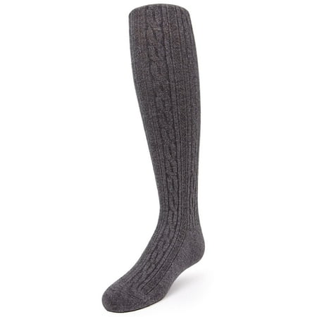 MeMoi Cotton Cable Knit Girls Tights Charcoal 14