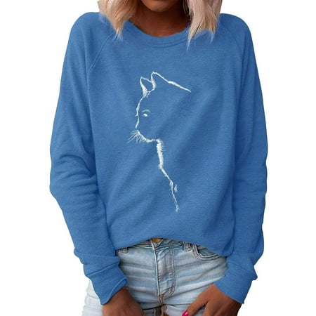 Women Long Sleeve Tee Cute Sweatshirt Cat Casual Tops Blouse Pullover Shirt black long sleeve shirt women corset tops for women Blue L
Women Long Sleeve Tee Cute Sweatshirt Cat Casual Tops Blouse Pullover Shirt black long sleeve shirt women corset tops for women Blue L