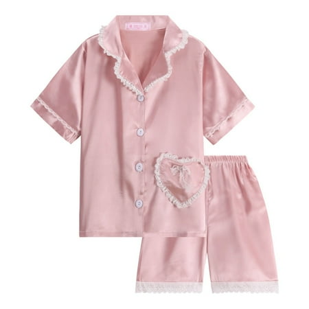 Sunwukong Little Girls Short Satin Silk Pajamas Set Princess Lace Pjs Toddler Kids 2 Piece Sleepwear Button-Down Loungewear
Sunwukong Little Girls Short Satin Silk Pajamas Set Princess Lace Pjs Toddler Kids 2 Piece Sleepwear Button-Down Loungewear