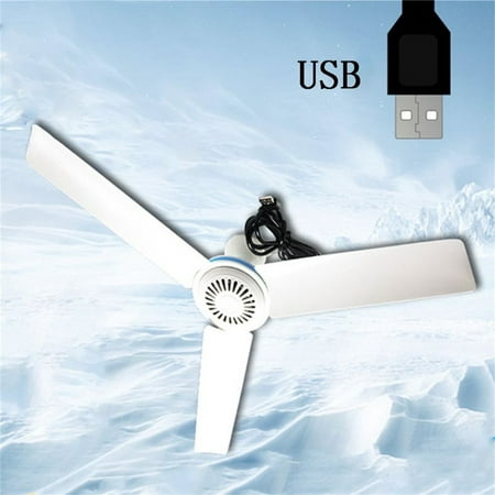 

Small USB Ceiling Fan Hanging Fans for Power Bank Indoor Outdoor RV Bed Room Desk Boat Coop Travel Tent Canopy Cubicle Little Mini Portable 3 Detachable Blades Air Cooler Circulator