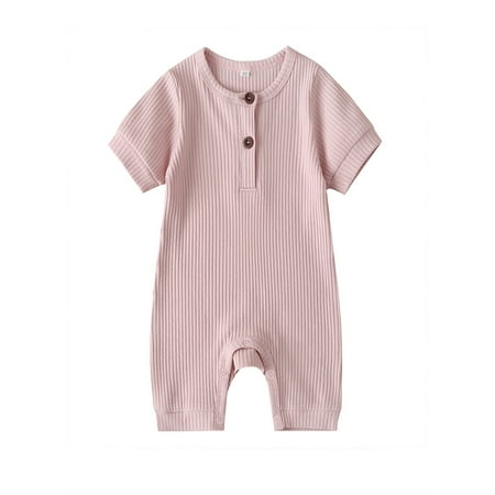 Newborn Infant Baby Boy Girl Casual One Piece Jumpsuit Short Sleeve Solid Ribbed Knit Round Neck Bottom Button Romper 0-18 Months
Newborn Infant Baby Boy Girl Casual One Piece Jumpsuit Short Sleeve Solid Ribbed Knit Round Neck Bottom Button Romper 0-18 Months