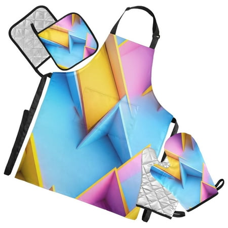 5-Piece Kitchen Apron Set with Heat-Resistant Gloves & Insulation Mats for Cooking Baking BBQ Blue and Yellow Depiction
5-Piece Kitchen Apron Set with Heat-Resistant Gloves & Insulation Mats for Cooking Baking BBQ Blue and Yellow Depiction