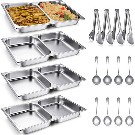 4 Sets 20.8 x 12.8 Inch Full Size Food Pan Stainless Steel Steam Table/Hotel Pan 2.5 Inch Full Size Deep Divider Food Pan for Food Warmer Cooking Heat with Tongs and Soup Ladles
4 Sets 20.8 x 12.8 Inch Full Size Food Pan Stainless Steel Steam Table/Hotel Pan 2.5 Inch Full Size Deep Divider Food Pan for Food Warmer Cooking Heat with Tongs and Soup Ladles