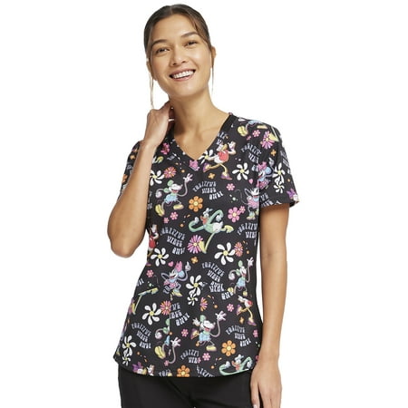 Tooniforms Scrubs Top For Women V-Neck Print TF764 S Positive Vibes