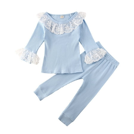 Canrulo Toddler Baby Girls Clothes Lace Ruffle Long Sleeve Tops T-shirt Pants Leggings Outfits Blue 18-24 Months
Canrulo Toddler Baby Girls Clothes Lace Ruffle Long Sleeve Tops T-shirt Pants Leggings Outfits Blue 18-24 Months