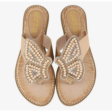 Zpanxa Womens Sandals Rhinestone Pearl Butterfly Decorated Women s Shoes Wedge Sandals for Women Beige 37
Zpanxa Womens Sandals Rhinestone Pearl Butterfly Decorated Women s Shoes Wedge Sandals for Women Beige 37