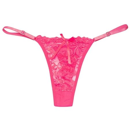ZHUASHUM Women s Low Waist See Through Lace Thong Panties