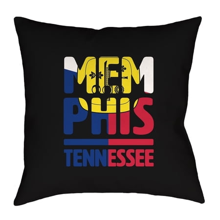ArtVerse Katelyn Elizabeth Memphis Pride Indoor/Outdoor Pillow - Waterproof and Mildew Proof