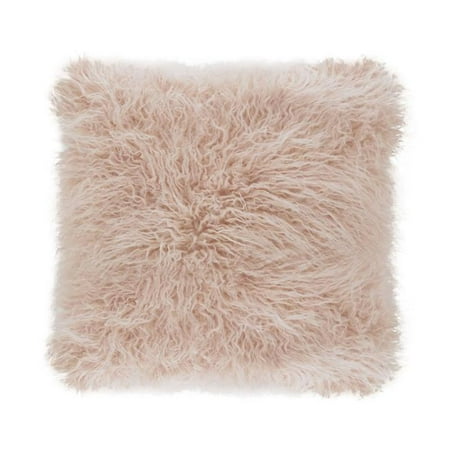 Saro Lifestyle 706.RS18S 18 in. Square Mongolian Faux Fur Throw Pillow - Rose