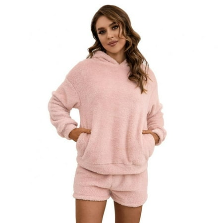 Promotion Clearance! Women 2 Piece Outfits Furry Hooded Sweatshirt Warm Double-sided Plush Casual Jumpsuit for Home Wear Tracksuit Set
Promotion Clearance! Women 2 Piece Outfits Furry Hooded Sweatshirt Warm Double-sided Plush Casual Jumpsuit for Home Wear Tracksuit Set