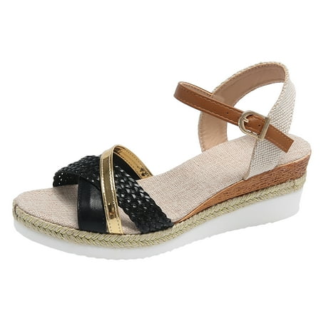 Eudgs Ladies Weave Open Toe Buckle Strap Summer Slope Heel Thick Soled Wedges Sandals Women Summer Sandals High Wedge Sandals for Women Cork Sandals for Women Bow Flat Sandals for Women Heel Sandals
Eudgs Ladies Weave Open Toe Buckle Strap Summer Slope Heel Thick Soled Wedges Sandals Women Summer Sandals High Wedge Sandals for Women Cork Sandals for Women Bow Flat Sandals for Women Heel Sandals